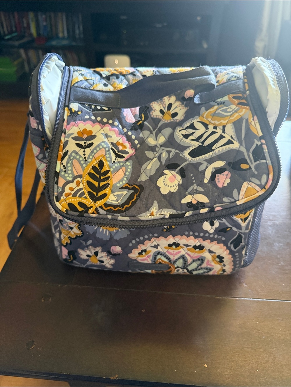 Vera Bradley Quilted Floral Insulated Lunch Bag - Gray/Yellow/Pink